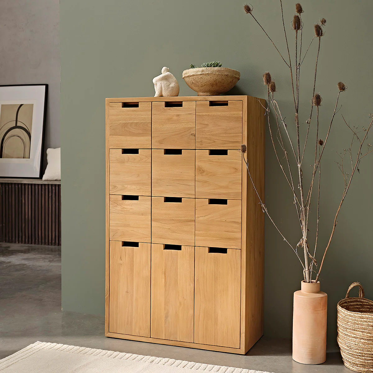 Armadio da ingresso in teak massello 80 cm - Image 3