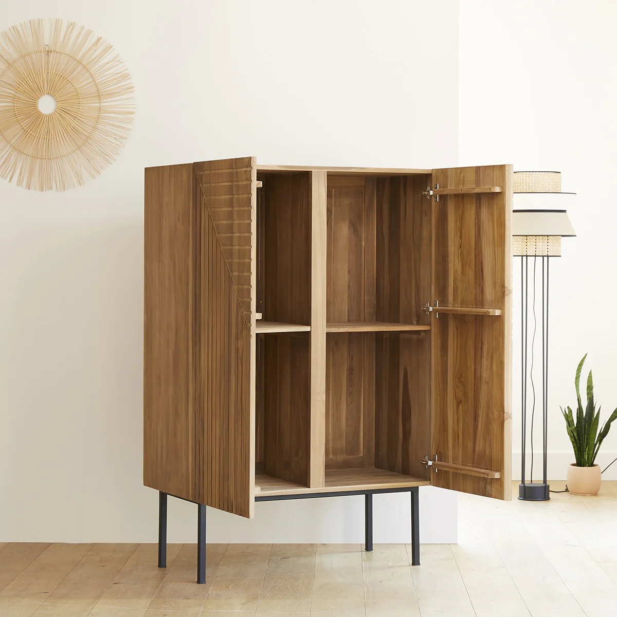 Armadio in teak massello 100 cm - Image 3