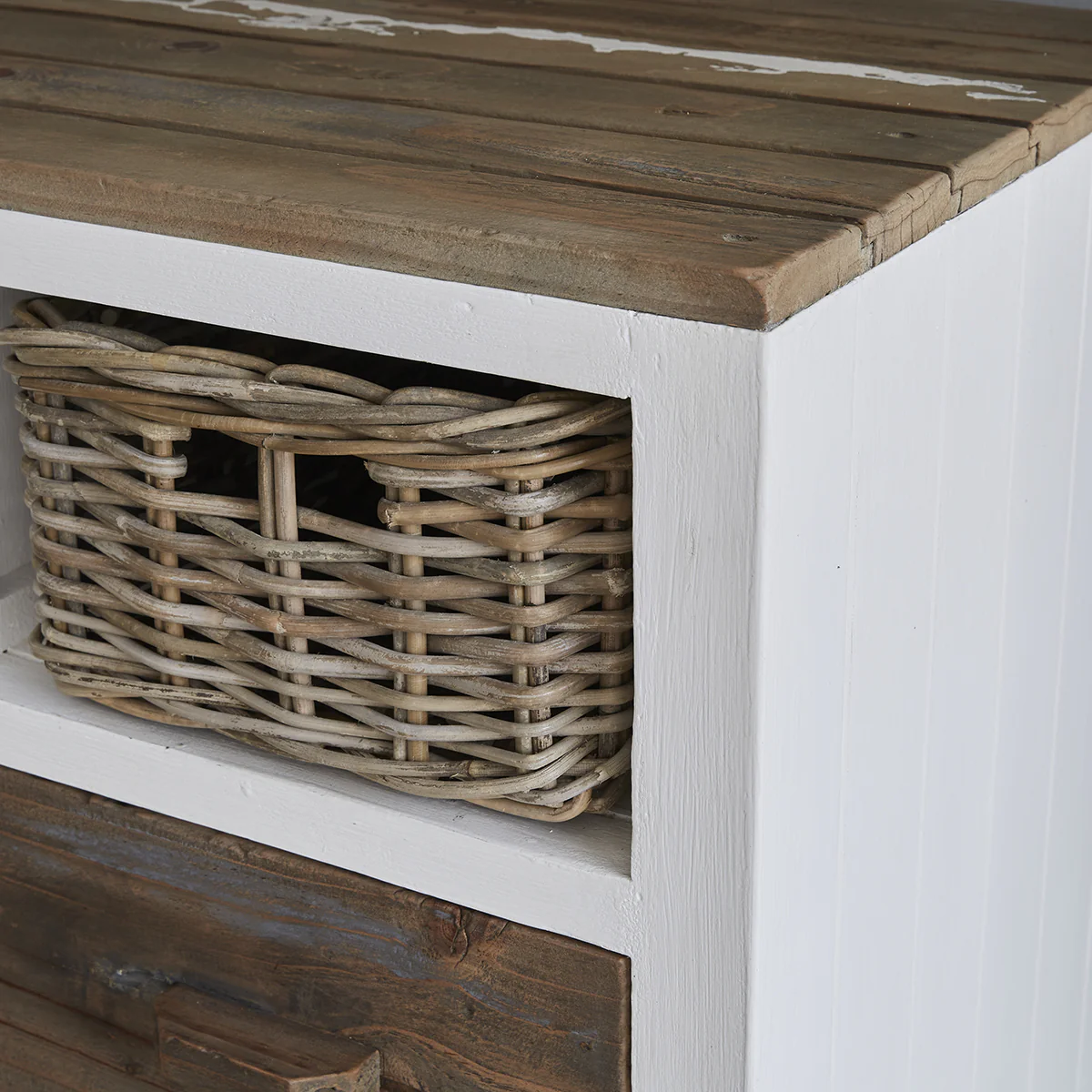 Cassettiera in legno massello riciclato da 80 cm - Image 4