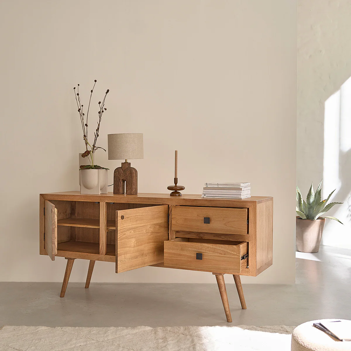 Cassettiera in mindi massello 180 cm - Image 3