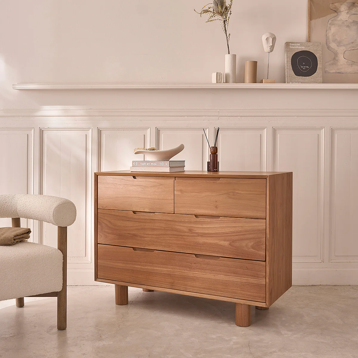 Cassettiera in teak massello 110 cm - Image 3