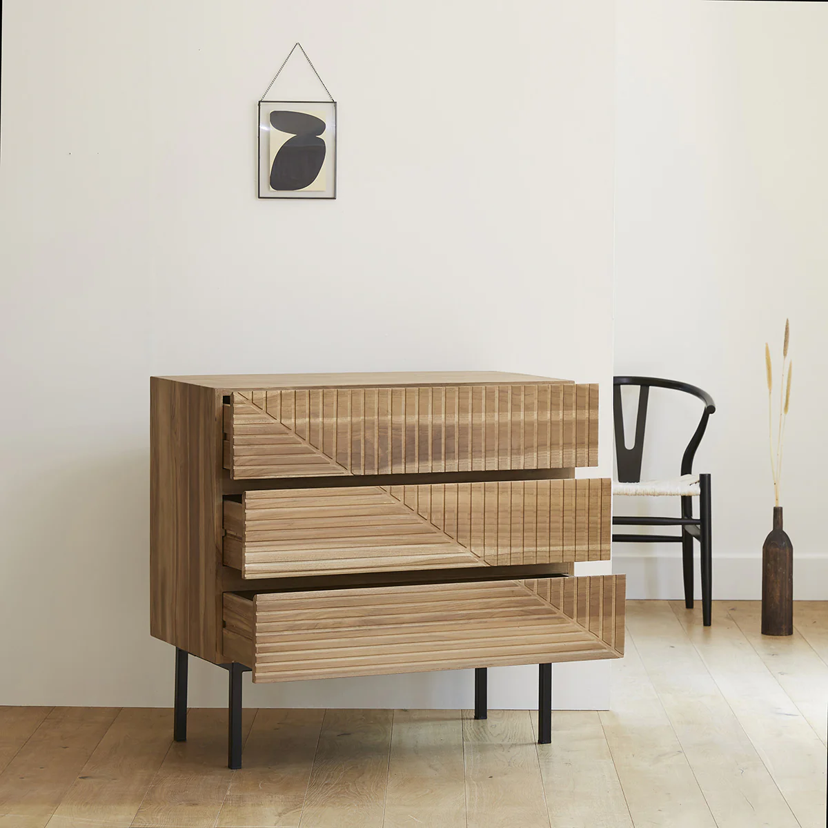 Cassettiera in teak massello 95 cm - Image 3