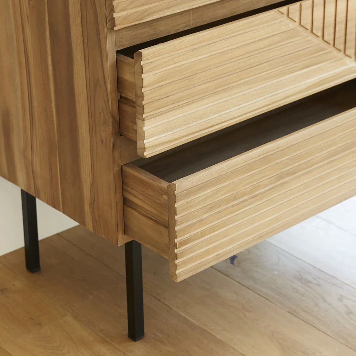 Cassettiera in teak massello 95 cm - Image 5