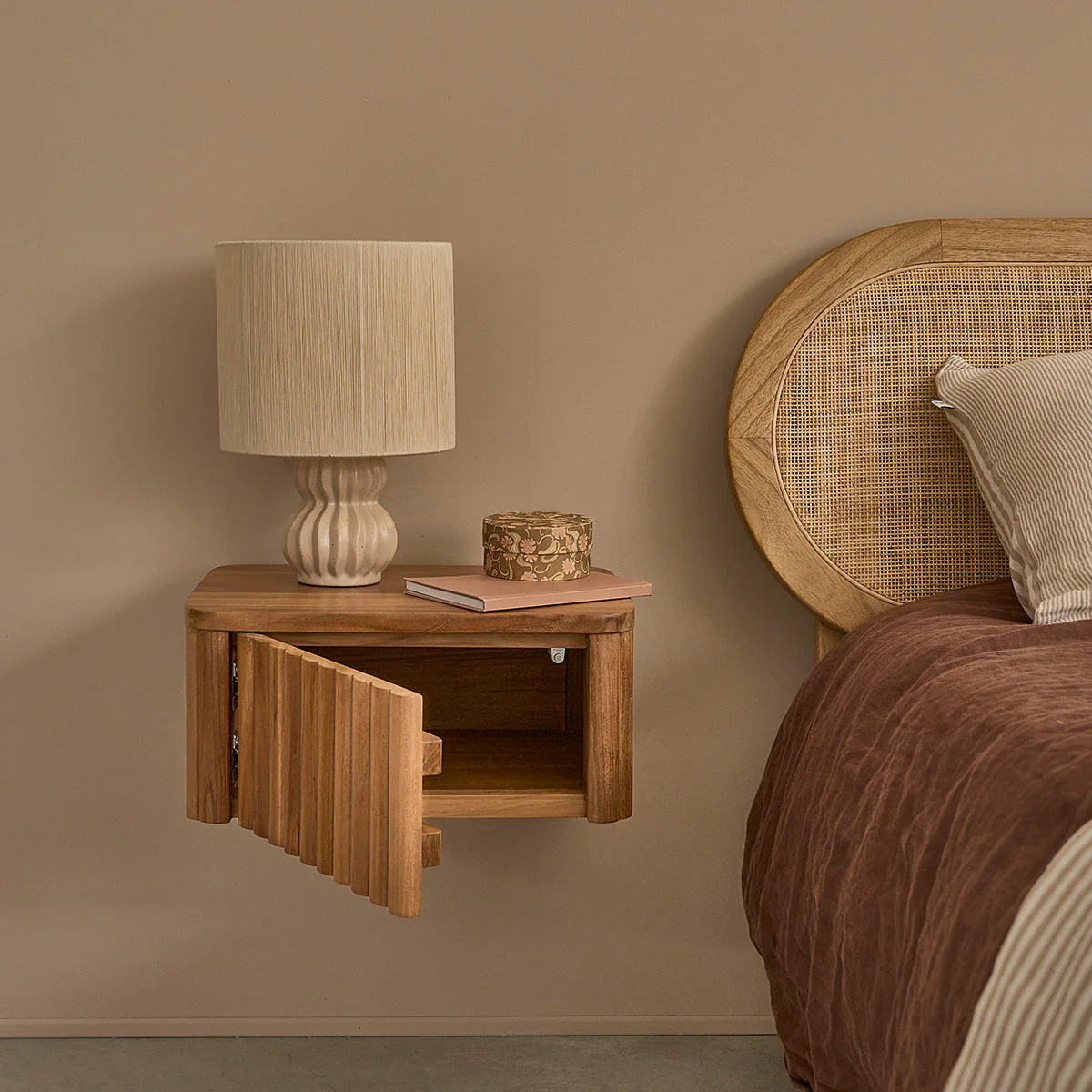 Comodino sospeso in legno teak 45 cm - Image 3