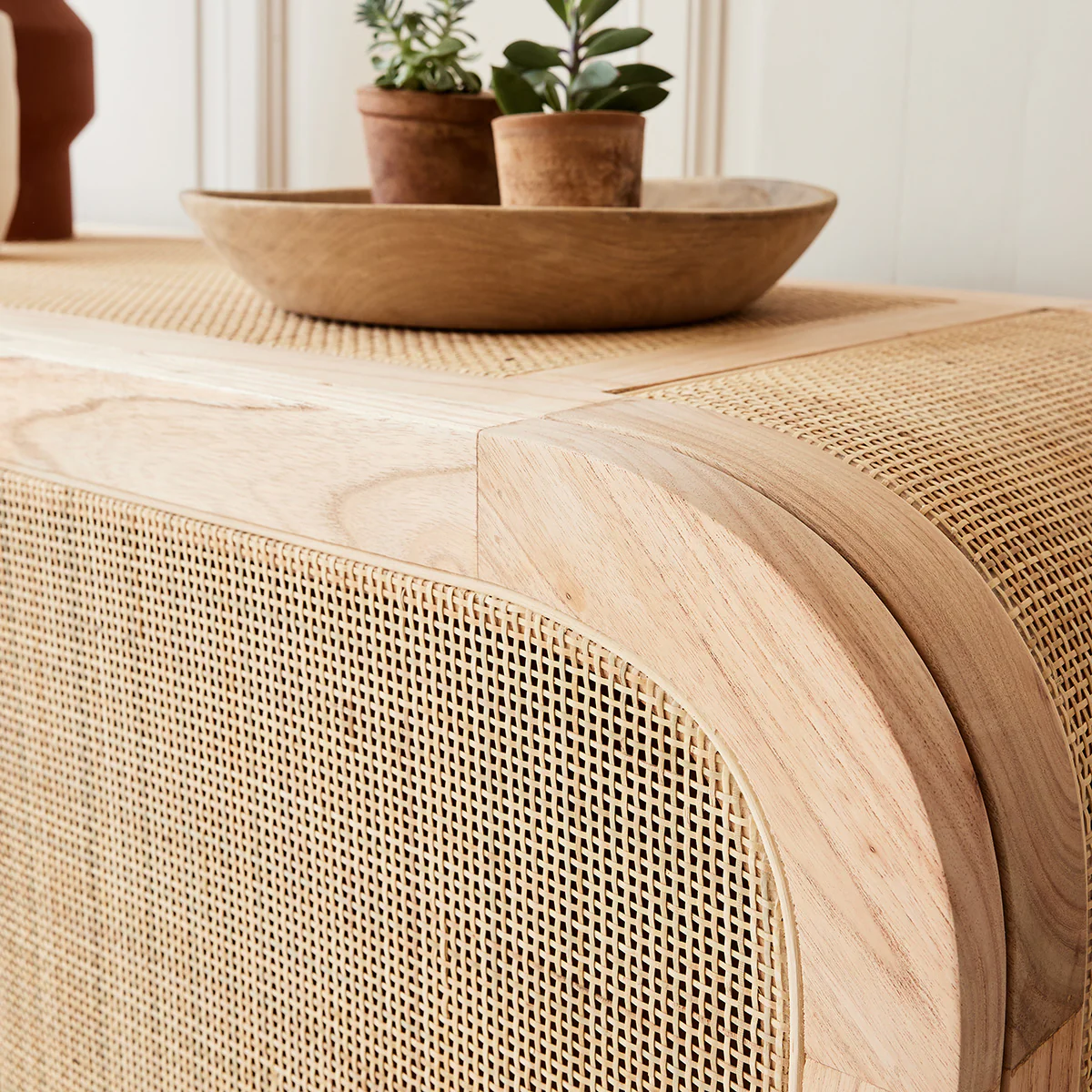 Credenza in mindi massello e cannage 150 cm - Image 6