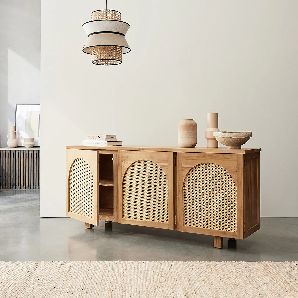 Credenza in teak massello e cannage 183 cm - Image 3