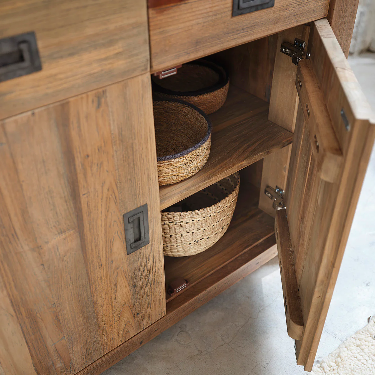 Credenza in teak massello riciclato 100 cm - Image 3