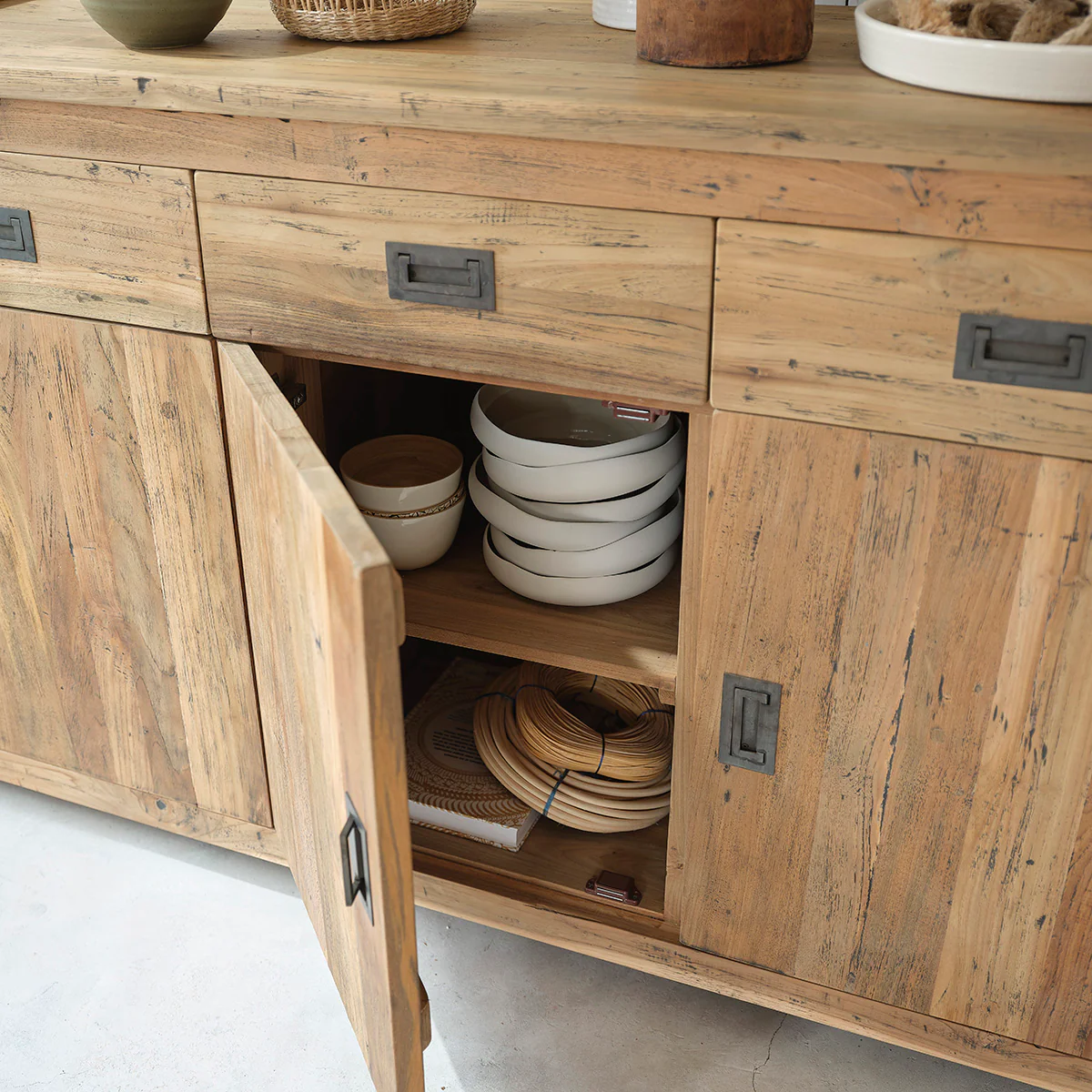 Credenza in teak massello riciclato 200 cm - Image 4