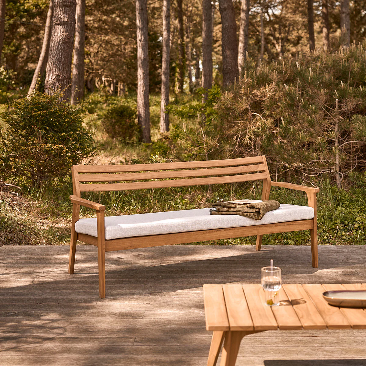 Divano da giardino in teak massello 175 cm - Image 3