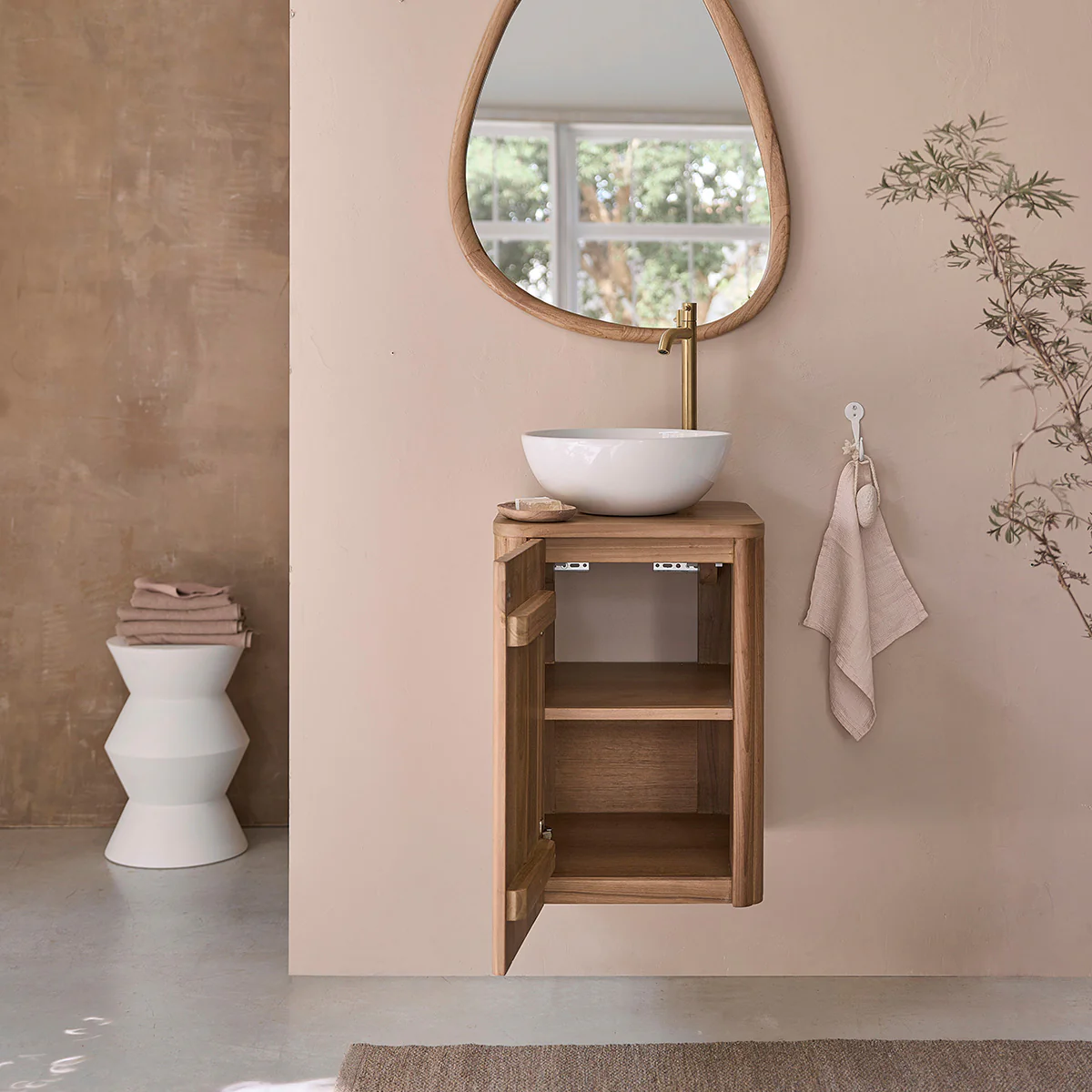 Lavabo sospeso in teak massello 40 cm - Image 3