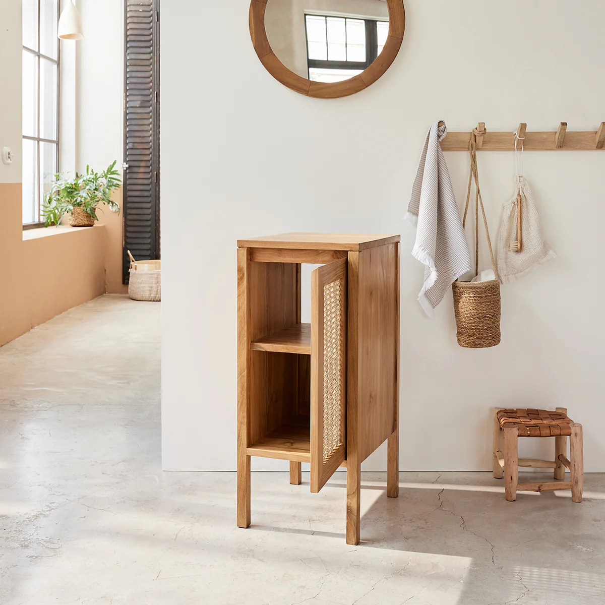 Lavamano in teak massello e cannage 35 cm - Image 3