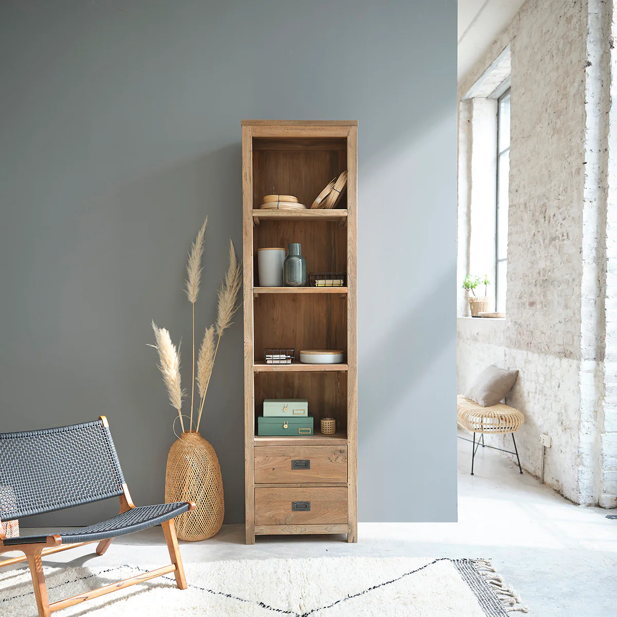 Libreria in teak massello riciclato 60 cm - Image 3