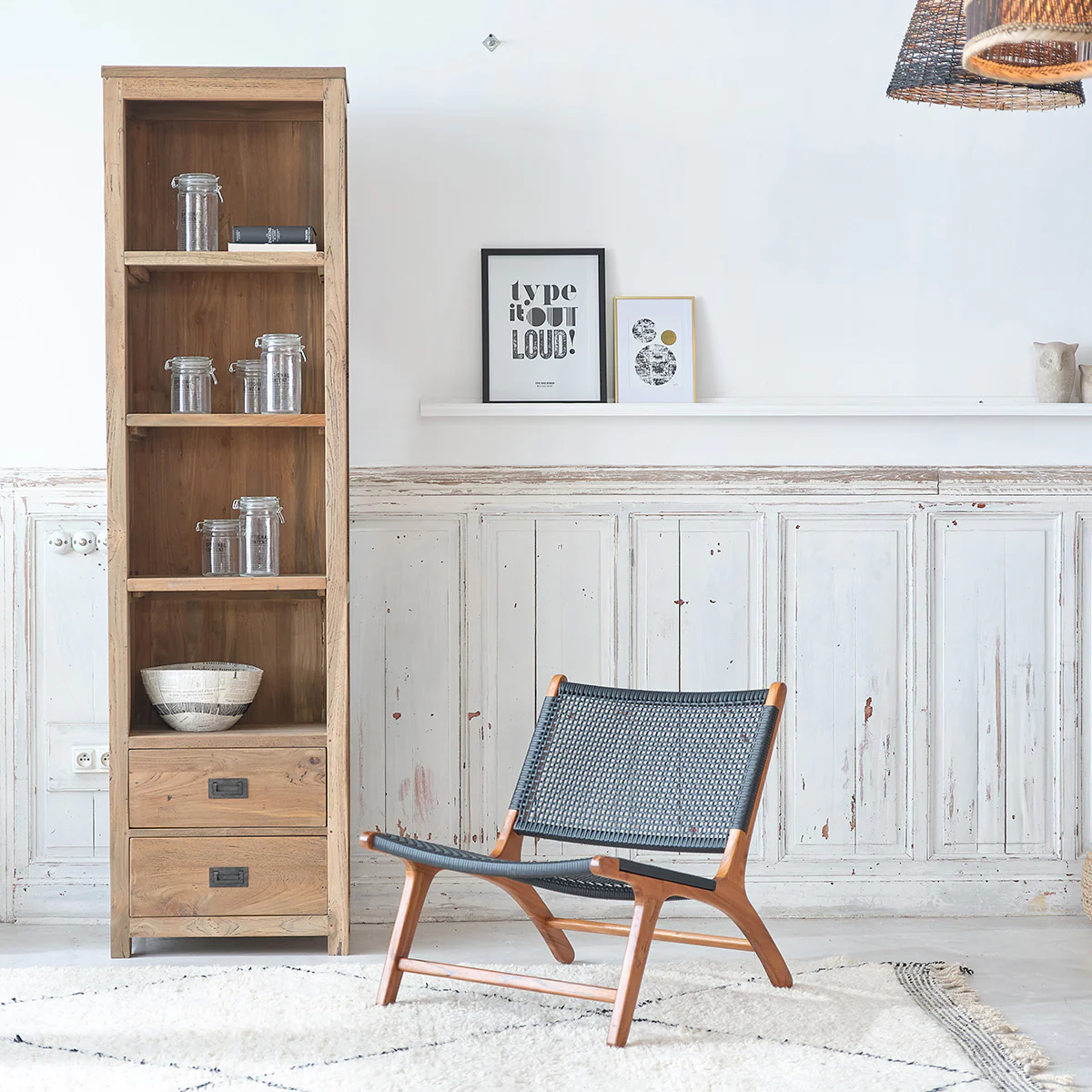 Libreria in teak massello riciclato 60 cm - Image 5
