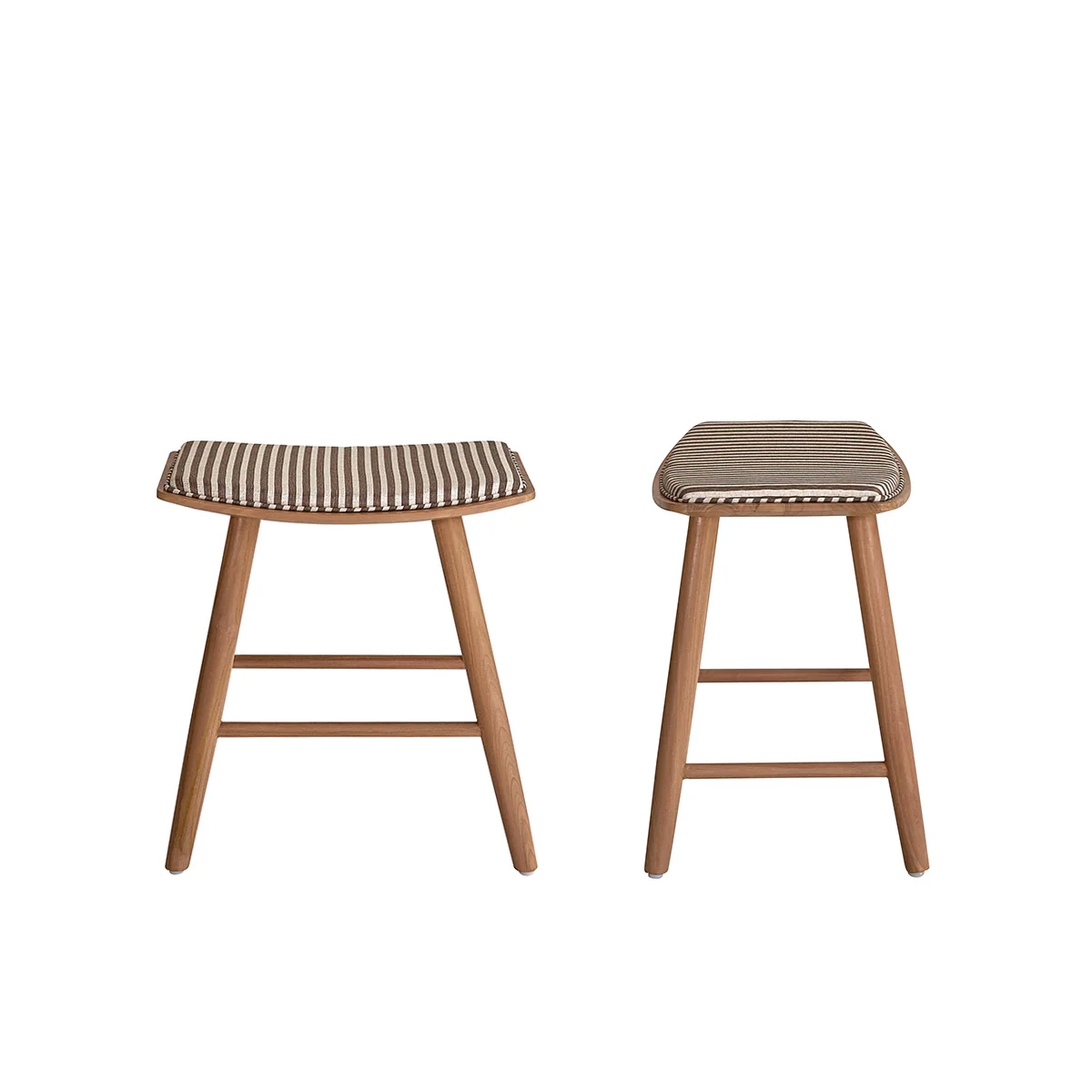 Set di 2 sgabelli da bar in teak massello con seduta a righe 45 cm - Image 2