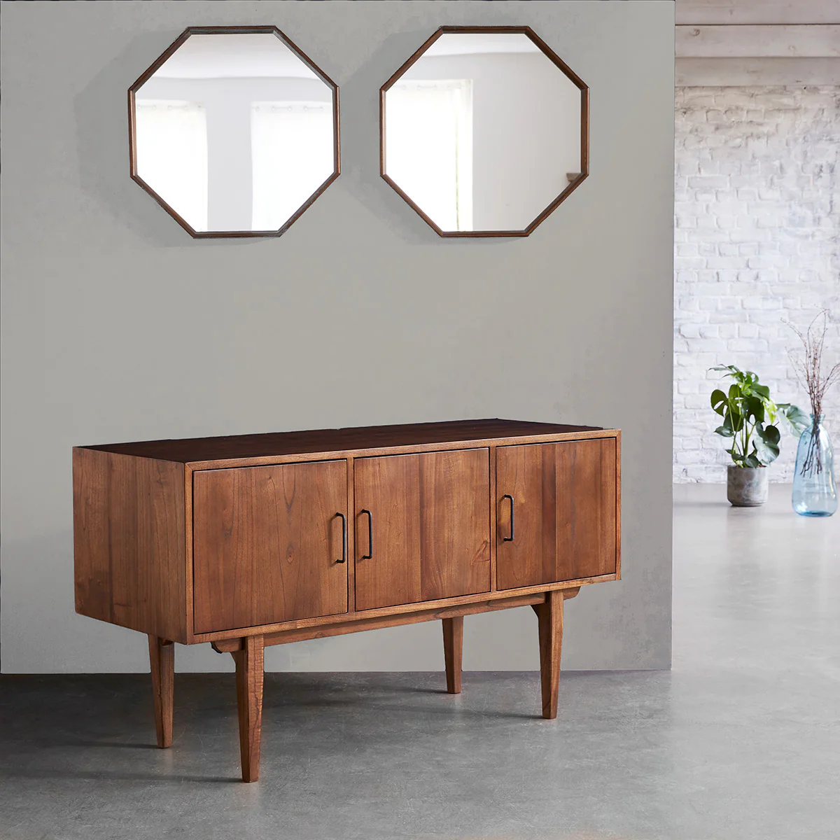 Mobile bagno in mindi massello 135 cm doppio ripiano - Image 3