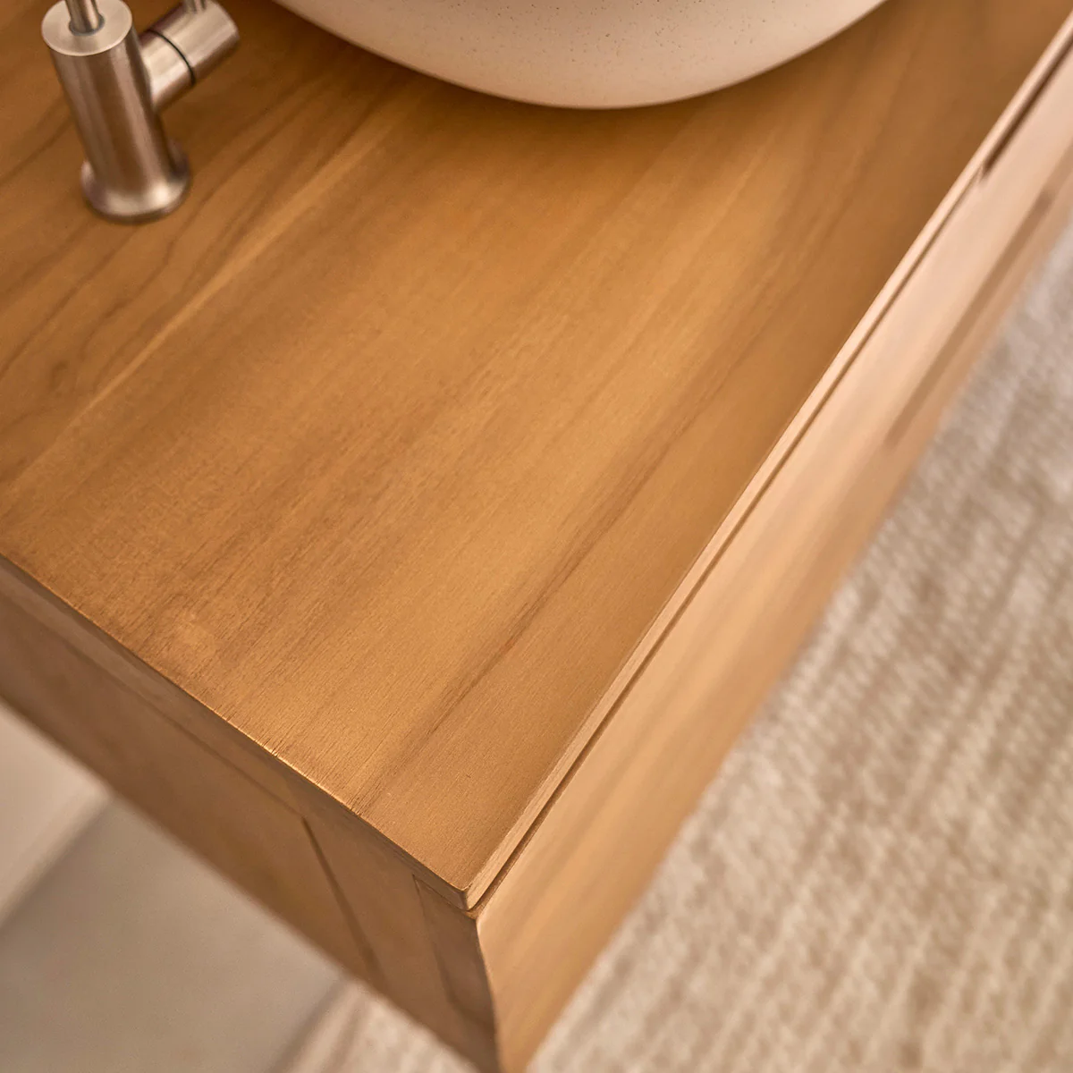 Mobile sottolavabo sospeso in teak massiccio 80 cm - Image 4