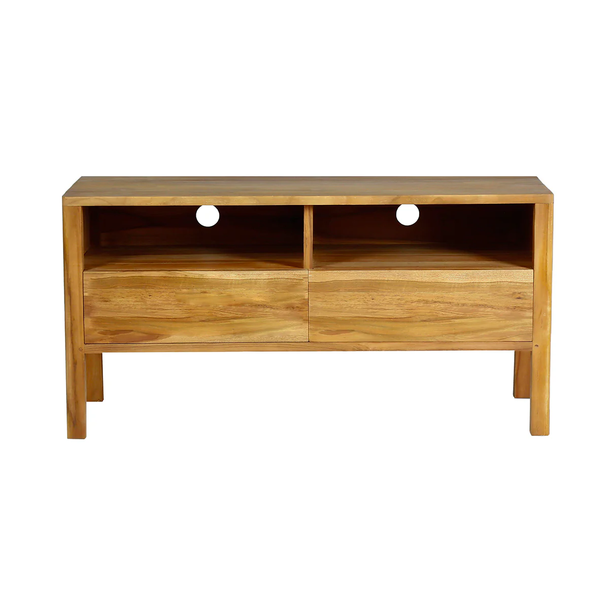 Mobile porta TV a 2 cassetti in teak massello 100 cm - Image 2