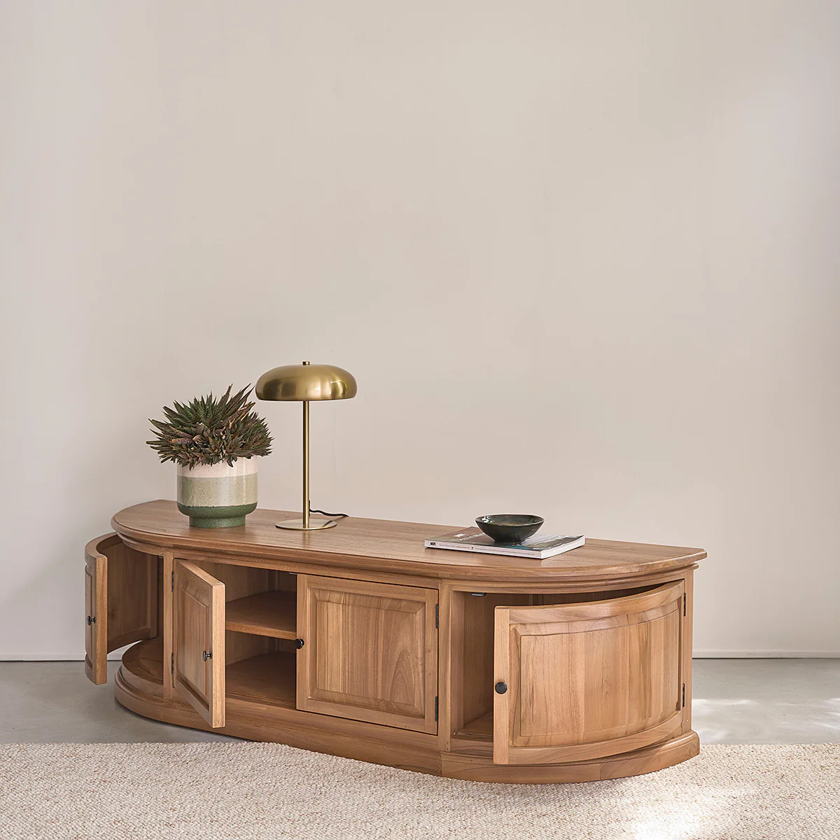 Mobile porta TV in legno di teak da 160 cm - Image 4