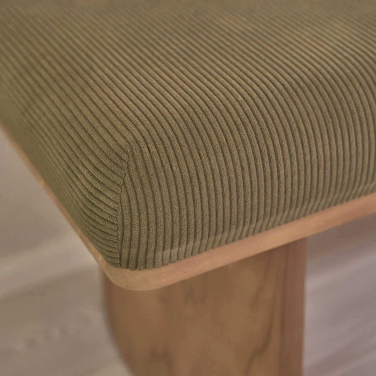 Panca in teak massello e velluto a coste verde 100 cm - Image 4