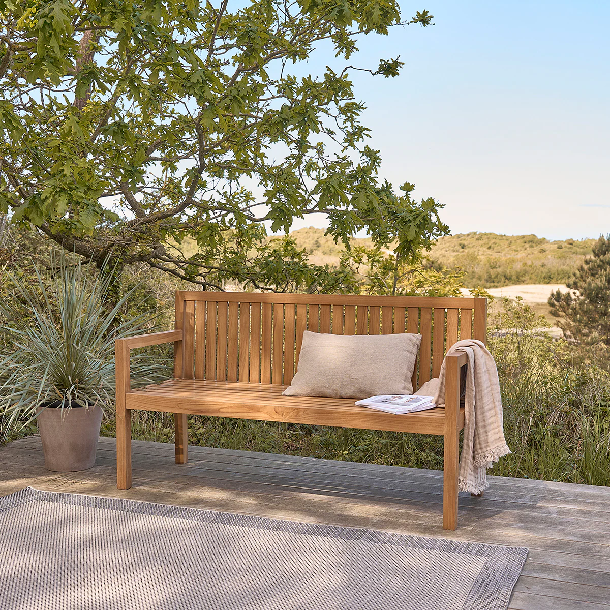 Panchina da giardino in teak massello 160 cm - Image 3