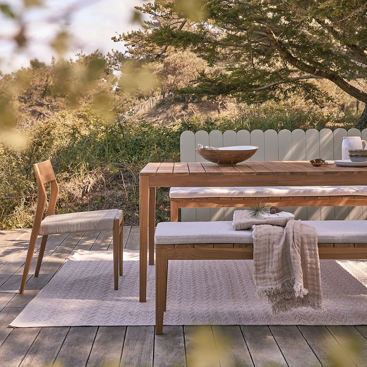 Panchina da giardino in teak massello 180 cm con cuscino - Image 8