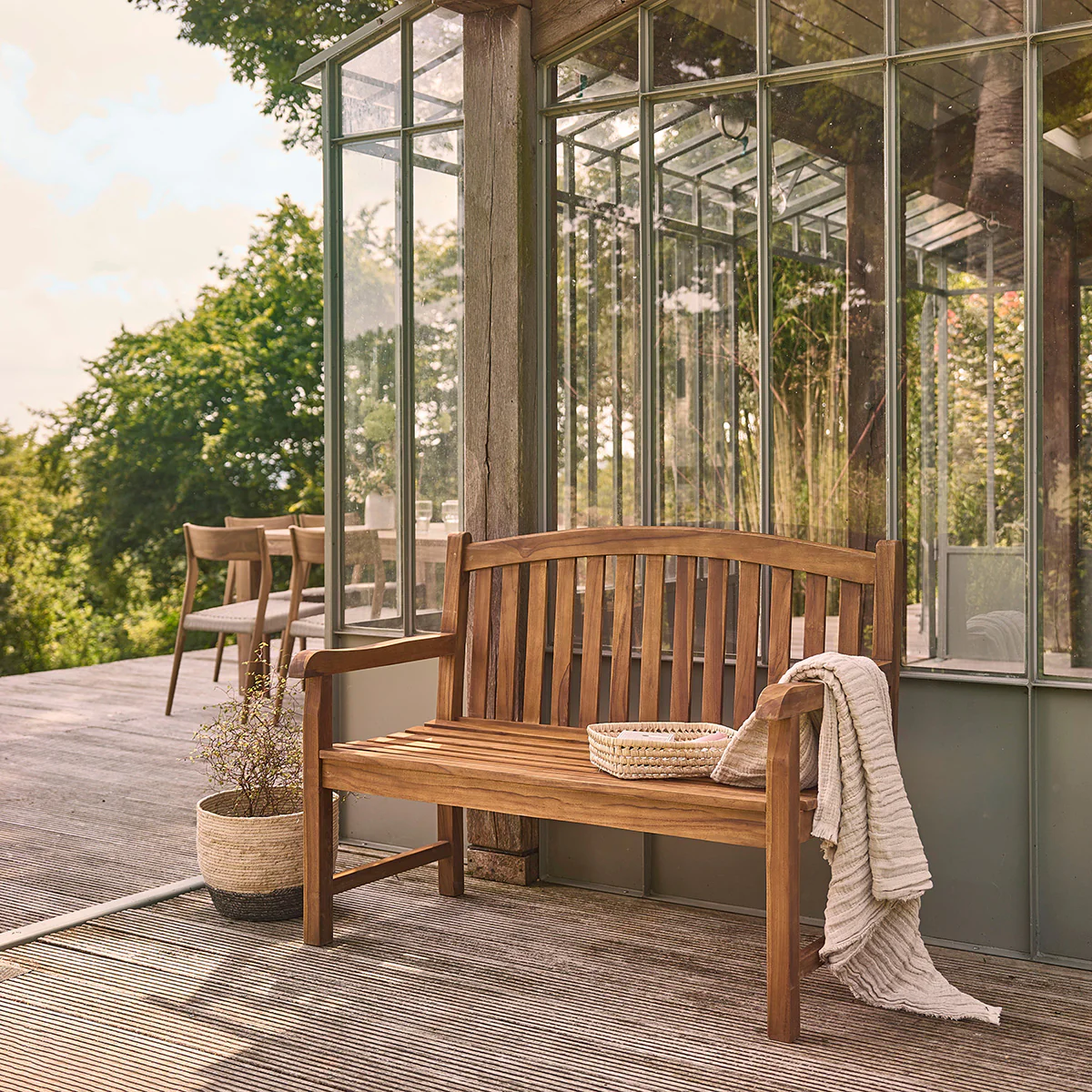 Panchina da giardino in teak massello oliato 120 cm