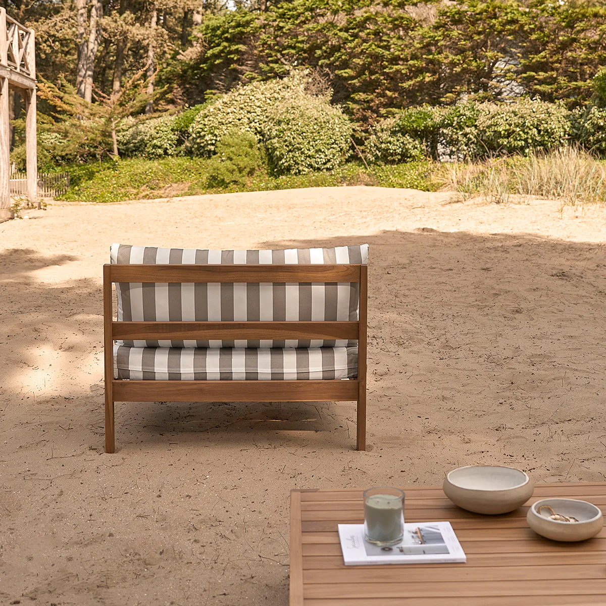 Poltrona da giardino in teak massello a righe - Image 3