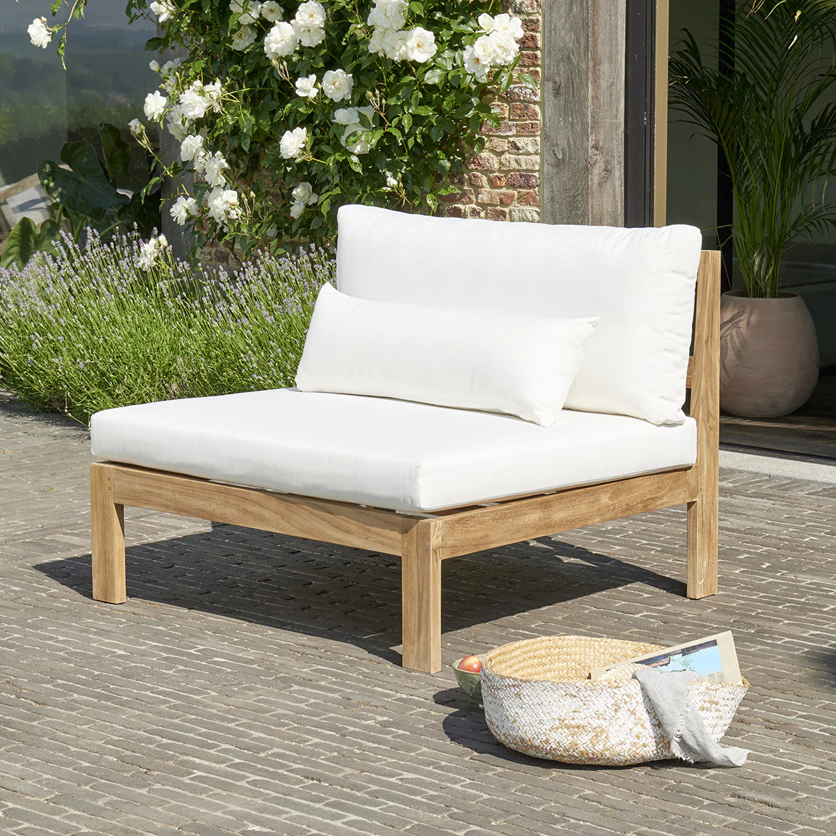 Poltrona da giardino in teak massello bianco