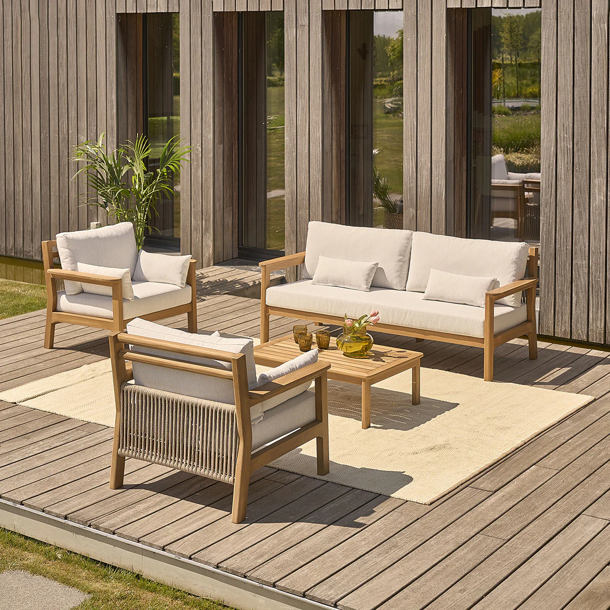 Poltrona da giardino in teak massello con cuscini - Image 9