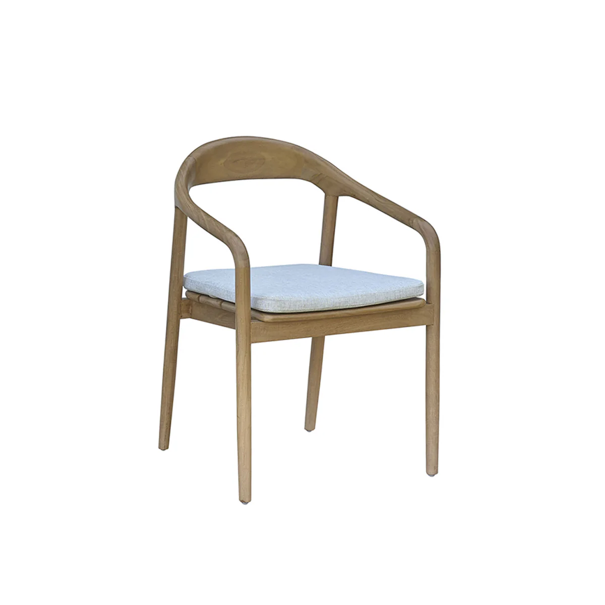 Poltrona da giardino in teak massello con cuscino grigio-beige - Image 2