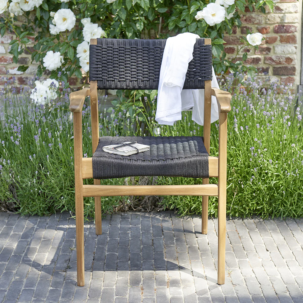 Poltrona da giardino in teak massello e corda nera - Image 3