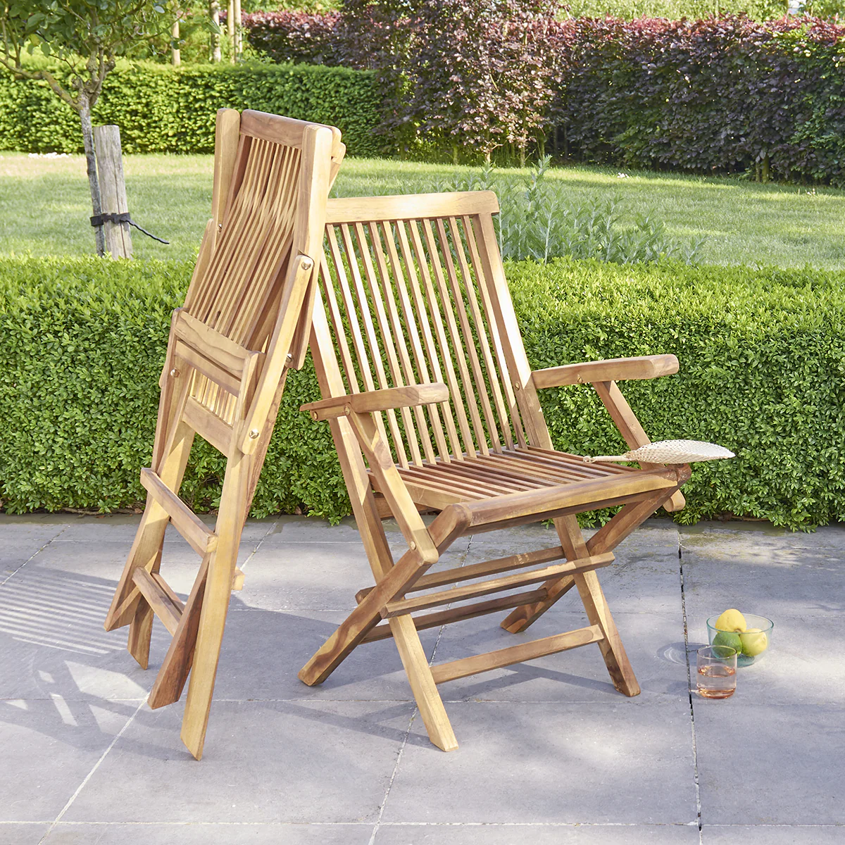 Poltrona da giardino pieghevole in teak massello oliato (set di 2) - Image 3