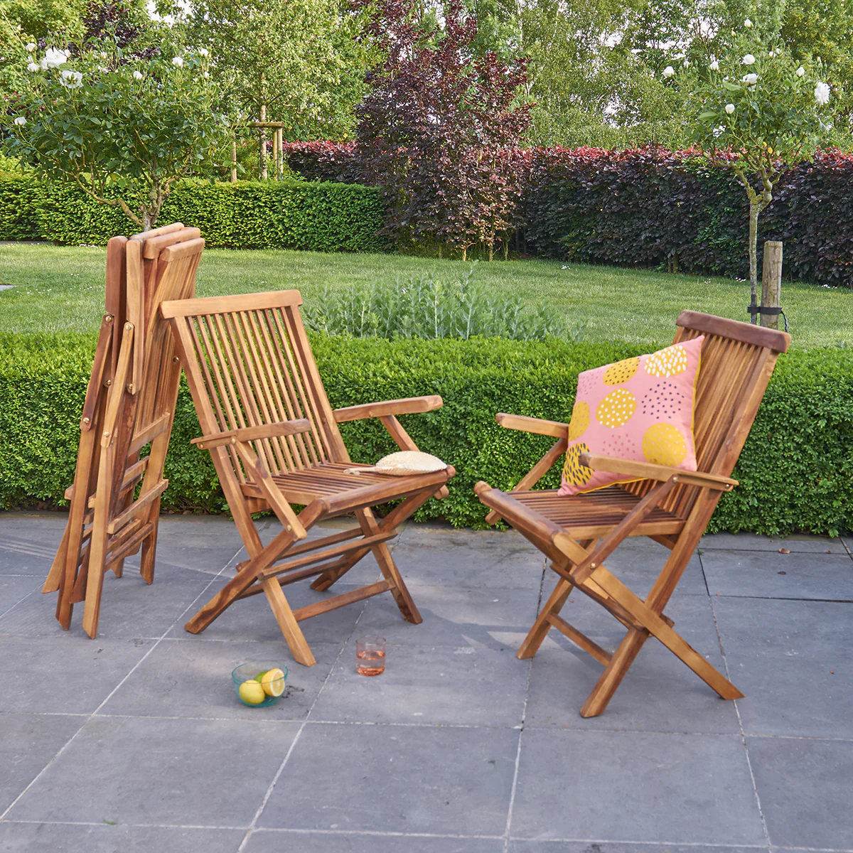 Poltrona da giardino pieghevole in teak massello oliato (set di 4) - Image 3