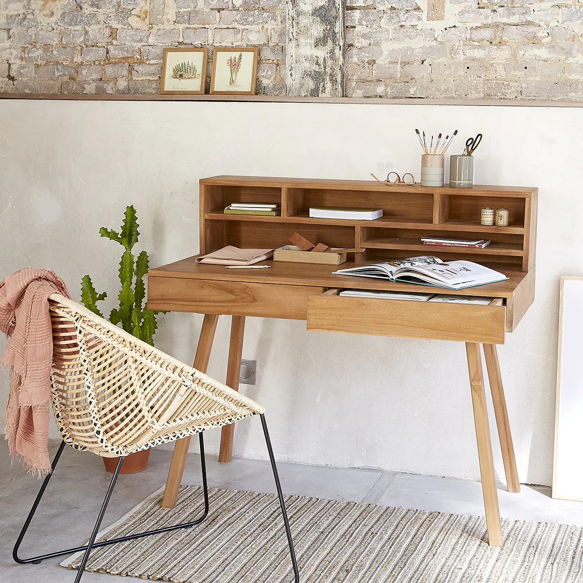 Scrivania in teak massello 110 cm - Image 3