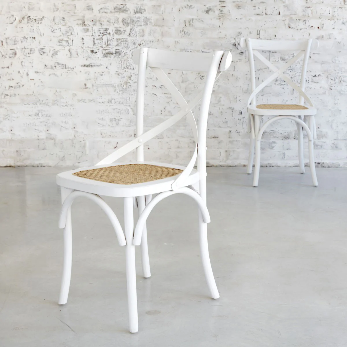 Sedia bistrot in mogano massello e rattan bianco - Image 6