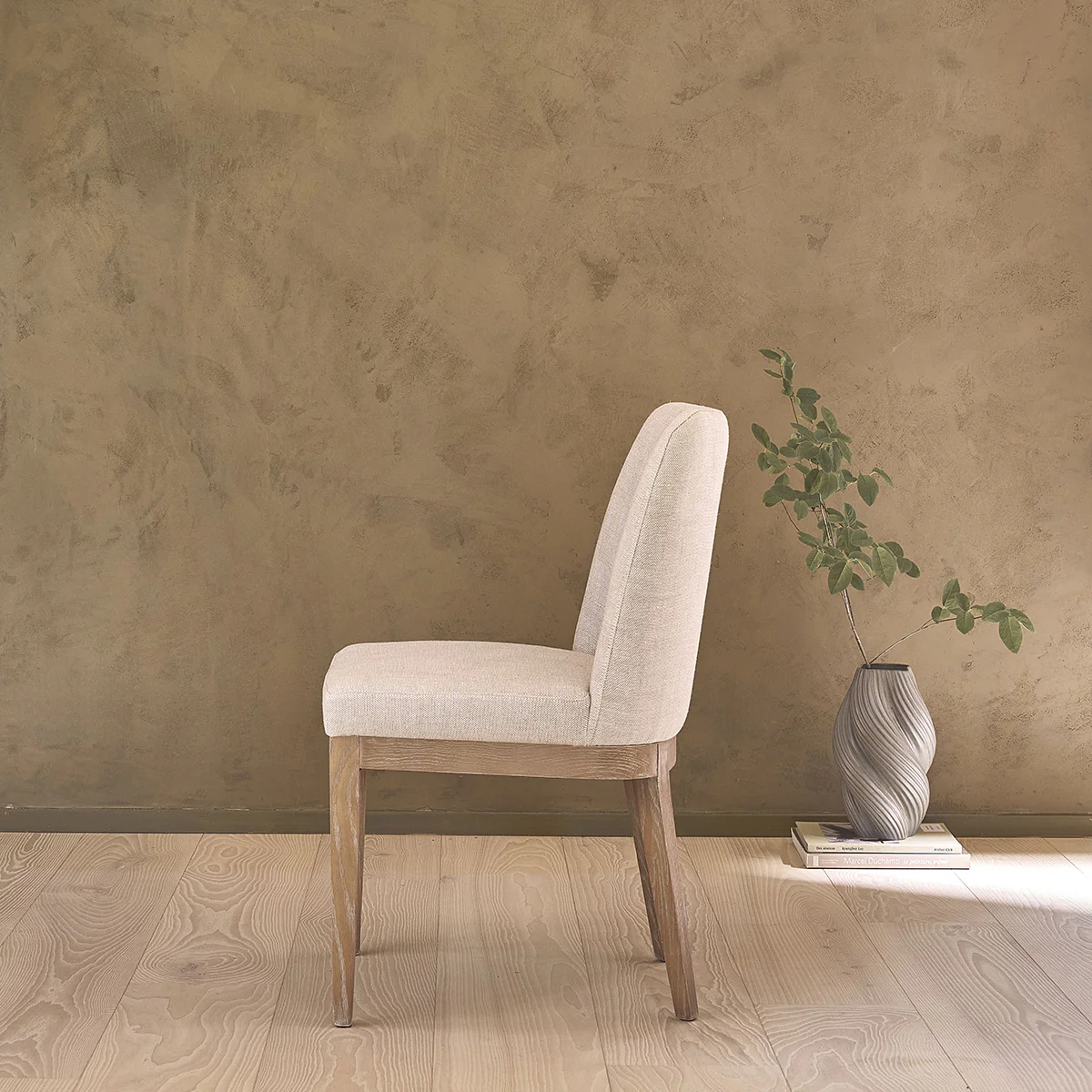 Set di 2 sedie in rovere massello e tessuto di lino - Image 3