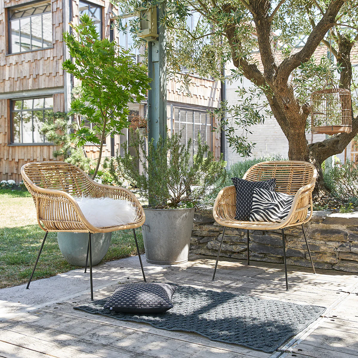Set di 2 poltrone in rattan e metallo - Image 3
