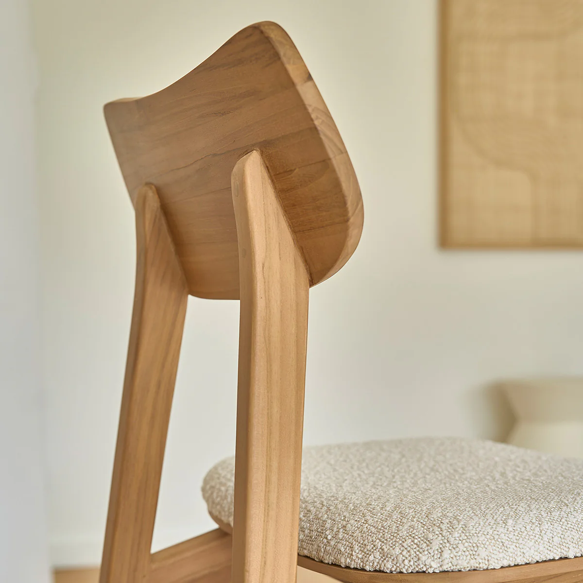 Set di 2 sedie in teak massello con seduta bouclé - Image 7