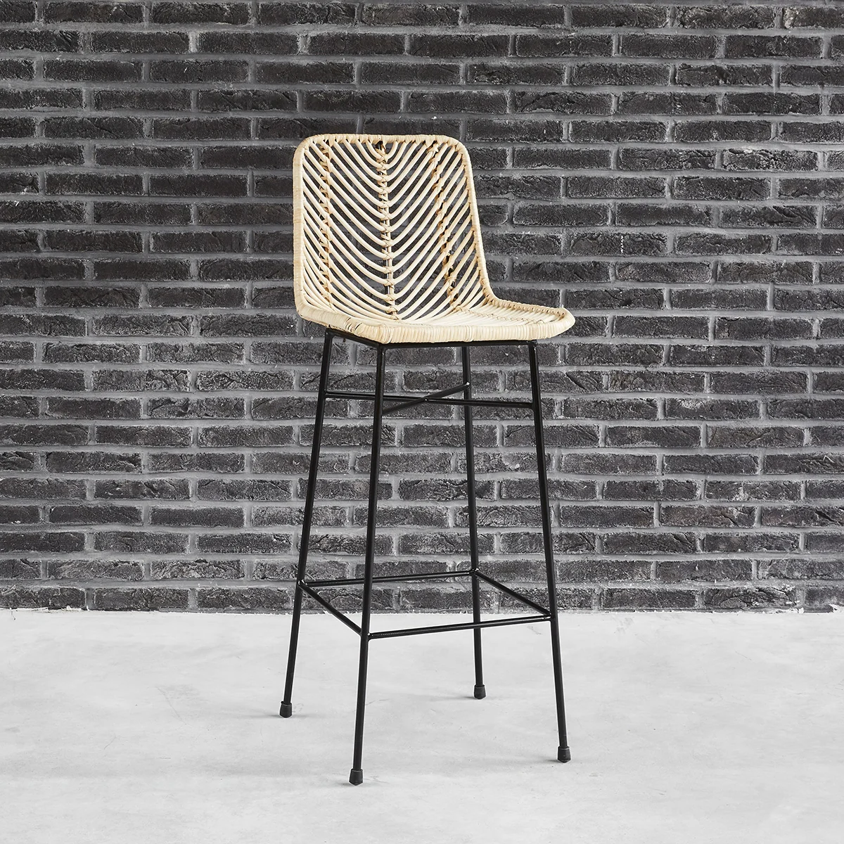 Set di 2 sgabelli da bar in metallo e rattan - Image 6