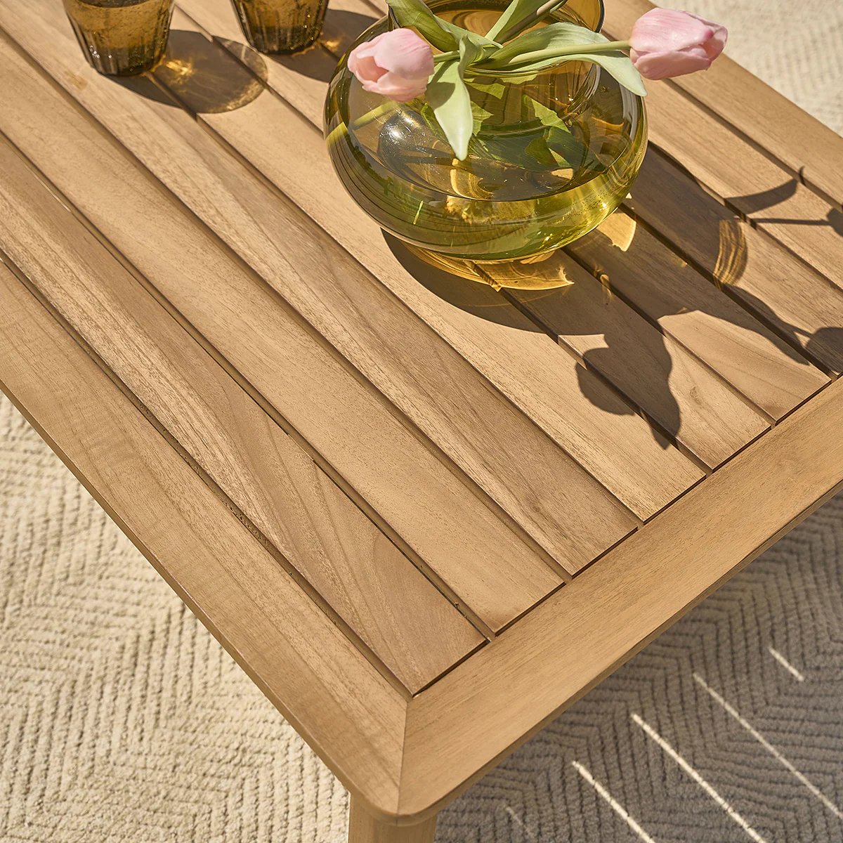Set di mobili da giardino bassi in teak massello con cuscini - Image 8