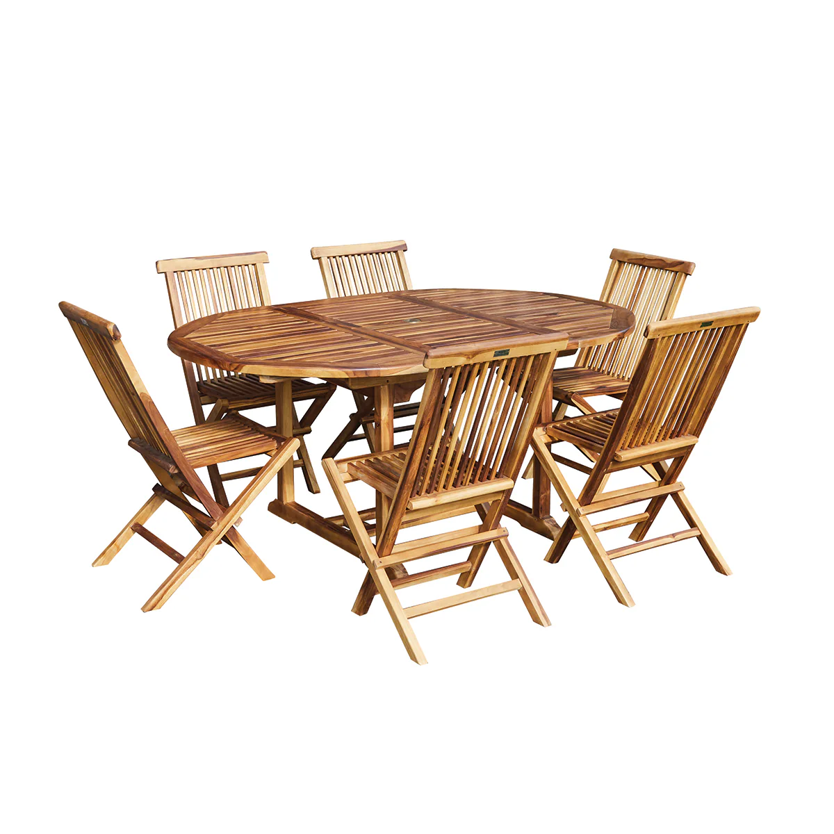Set di mobili da giardino con tavolo allungabile in teak massello oliato 6/8 pers. - Image 2