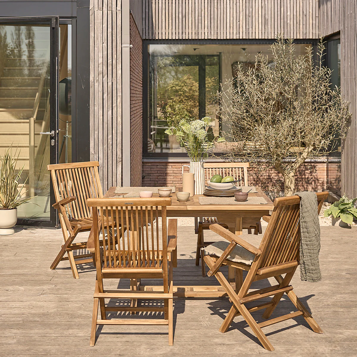 Set di mobili da giardino con tavolo allungabile in teak massello oliato 4/8 pers. - Image 3