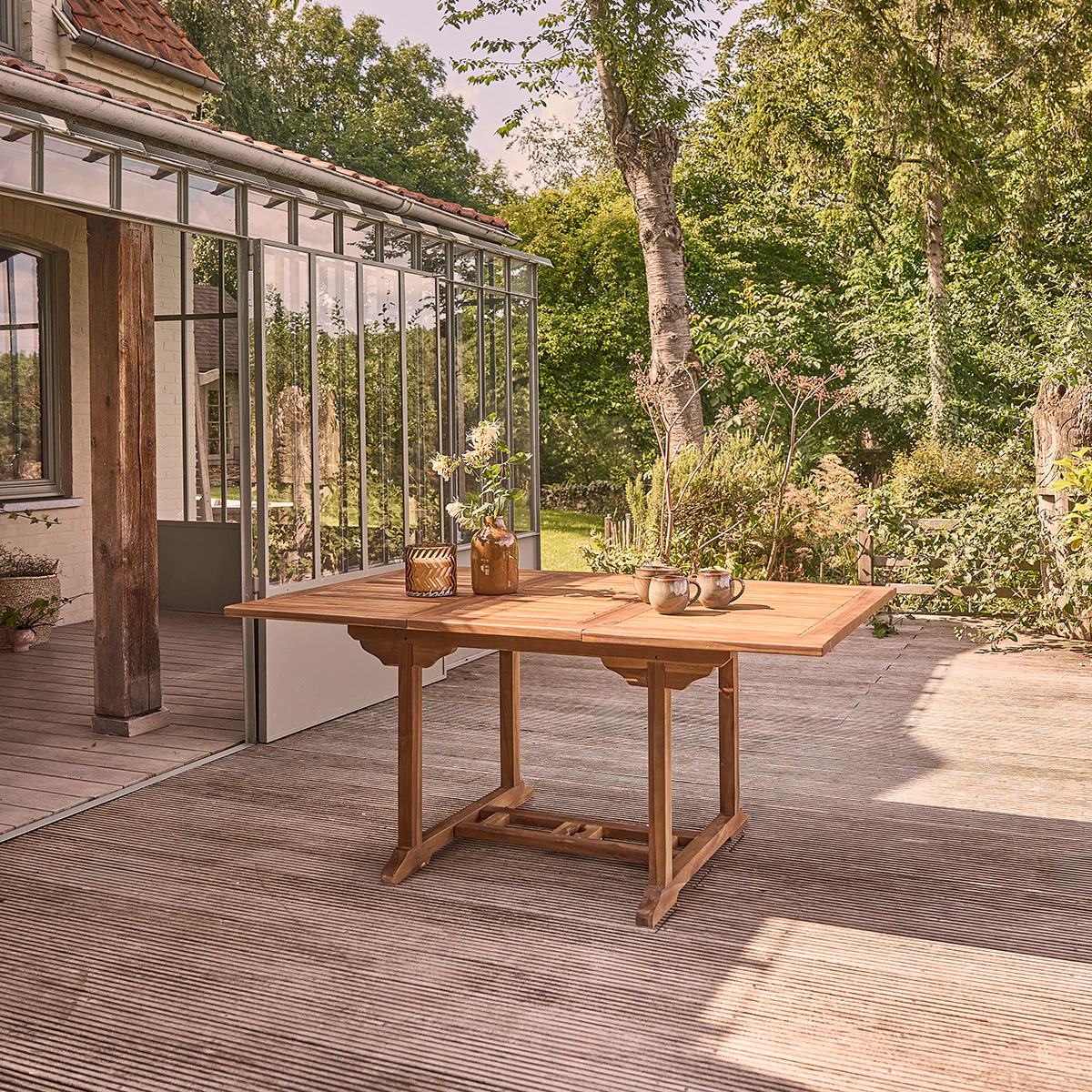 Set di mobili da giardino con tavolo allungabile in teak massello oliato 4/8 pers. - Image 6
