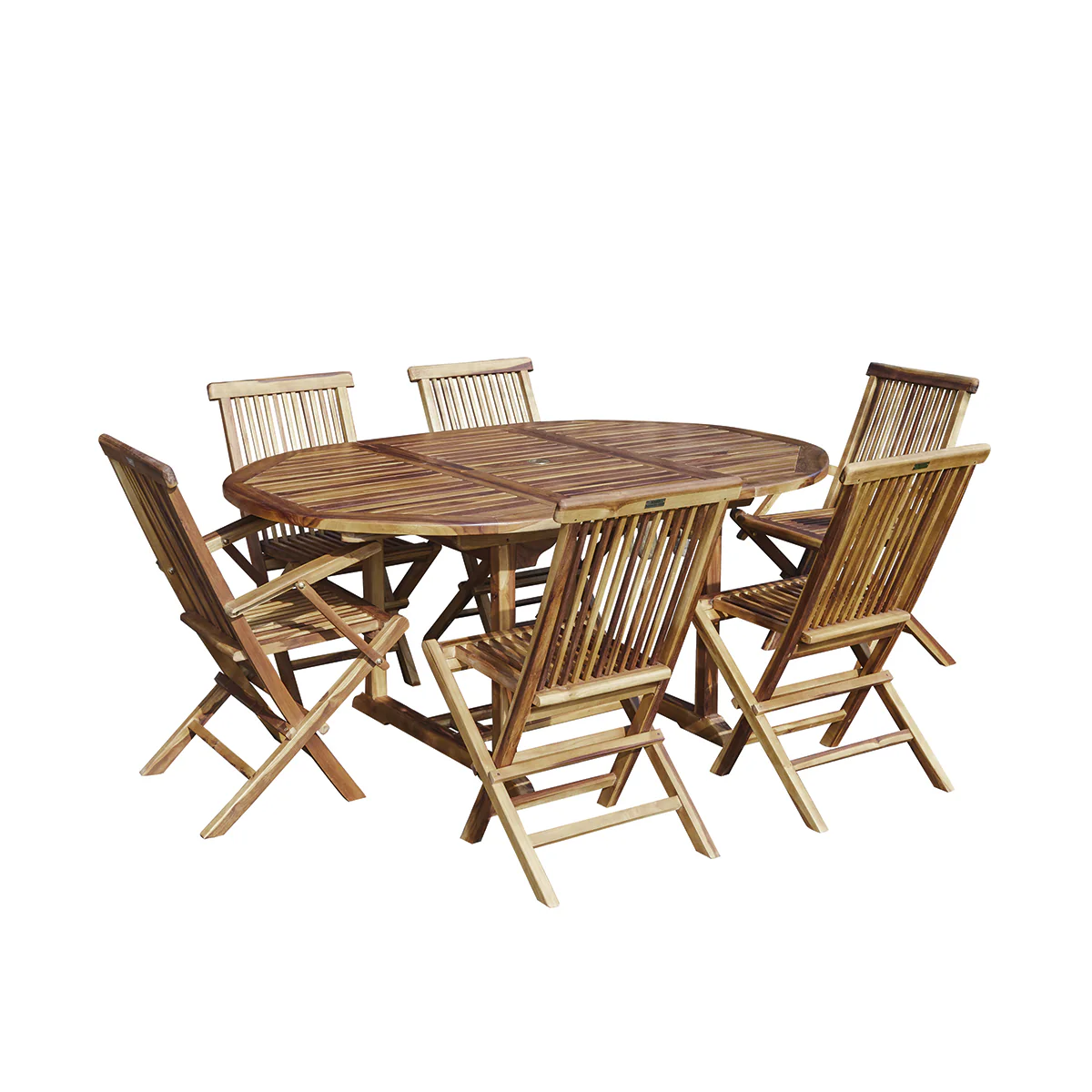 Set di mobili da giardino con tavolo allungabile in teak massello oliato 6/8 pers. - Image 2