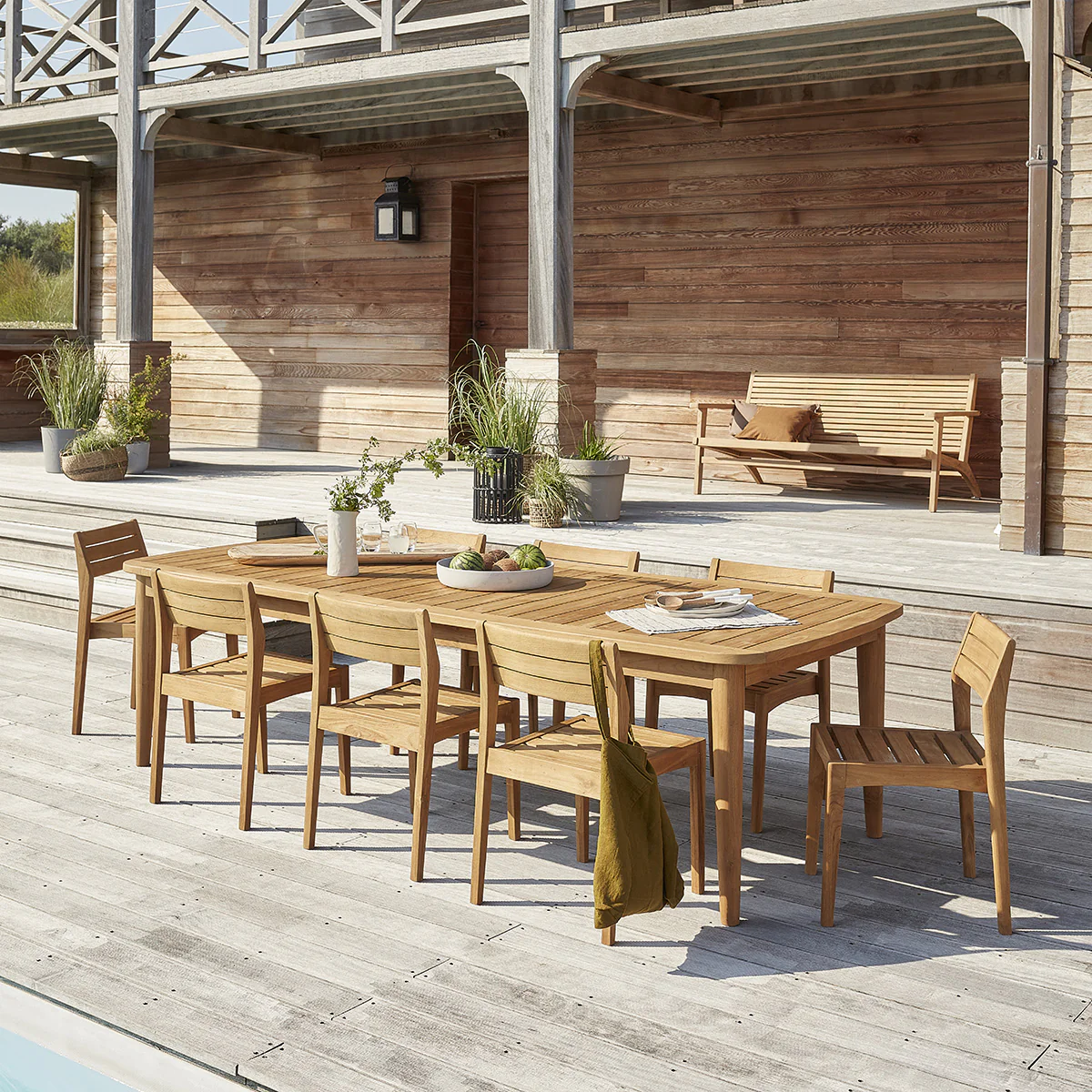 Set di mobili da giardino con tavolo allungabile in teak riciclato 10/12 pers. - Image 3