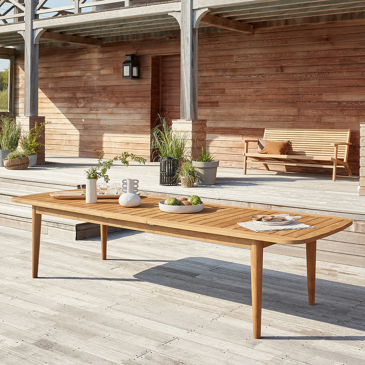 Set di mobili da giardino con tavolo allungabile in teak riciclato 10/12 pers. - Image 7