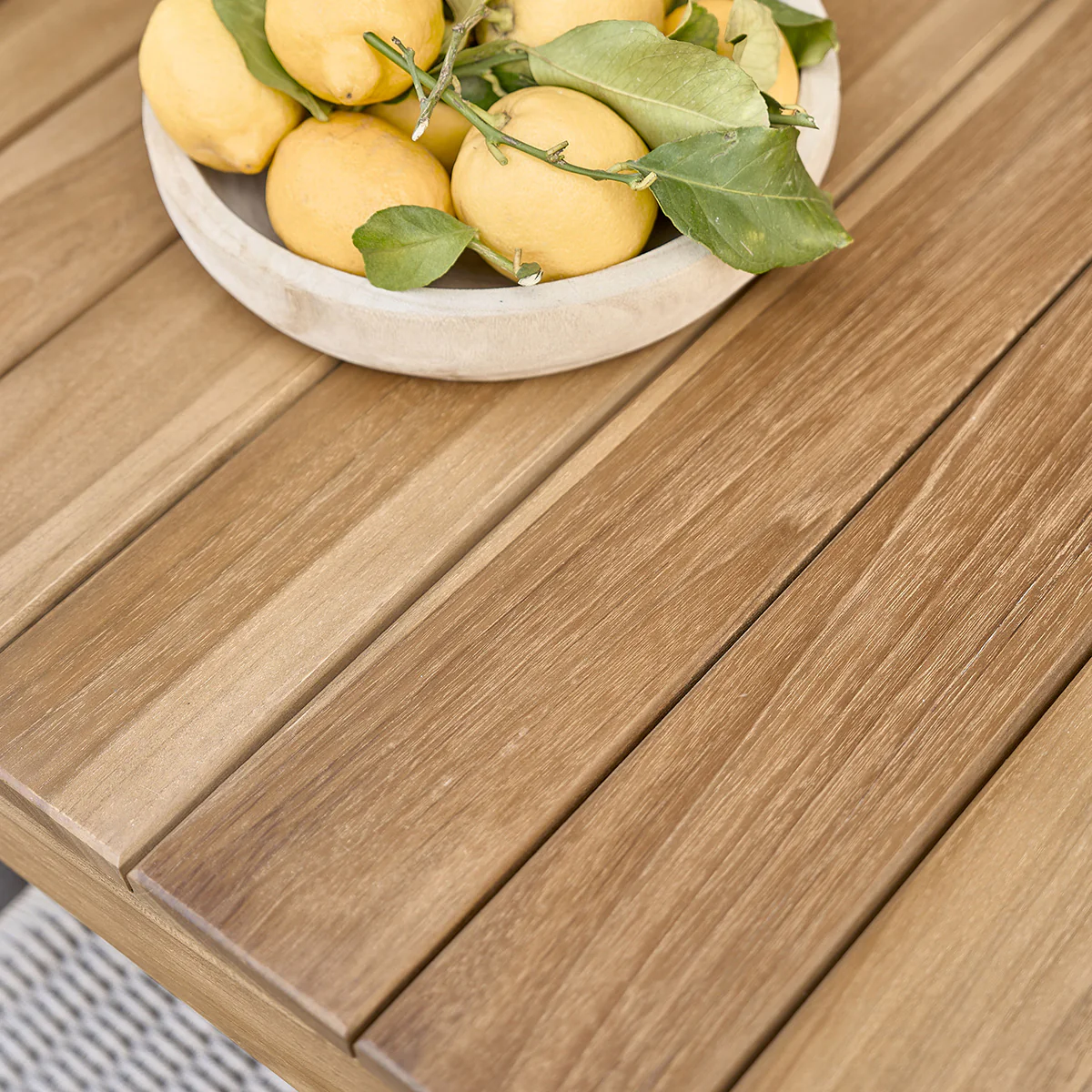 Set di mobili da giardino in legno di teak massello e corda nera 8 pers. - Image 4