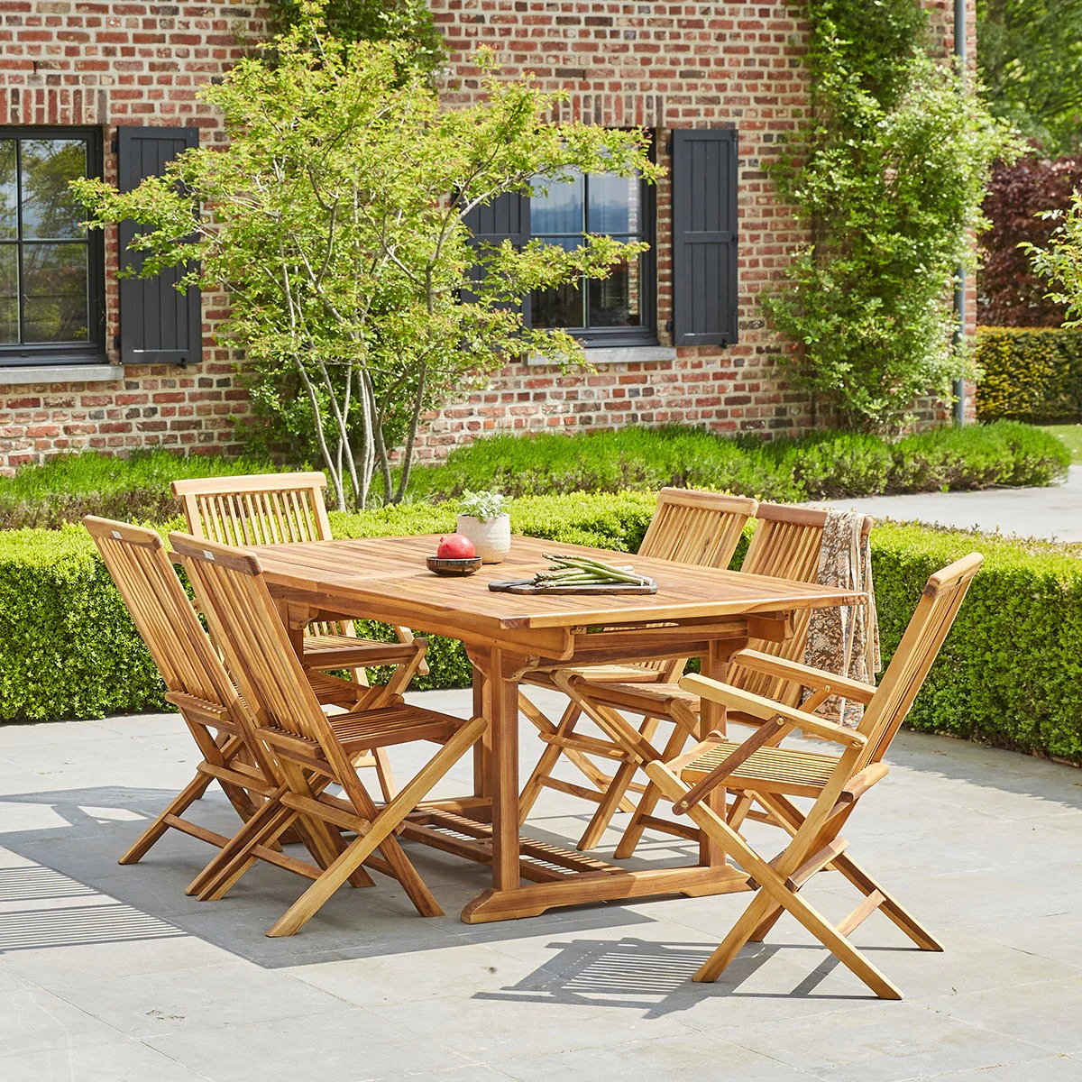Set di mobili da giardino in teak massello con tavolo allungabile 8/10 pers. - Image 3