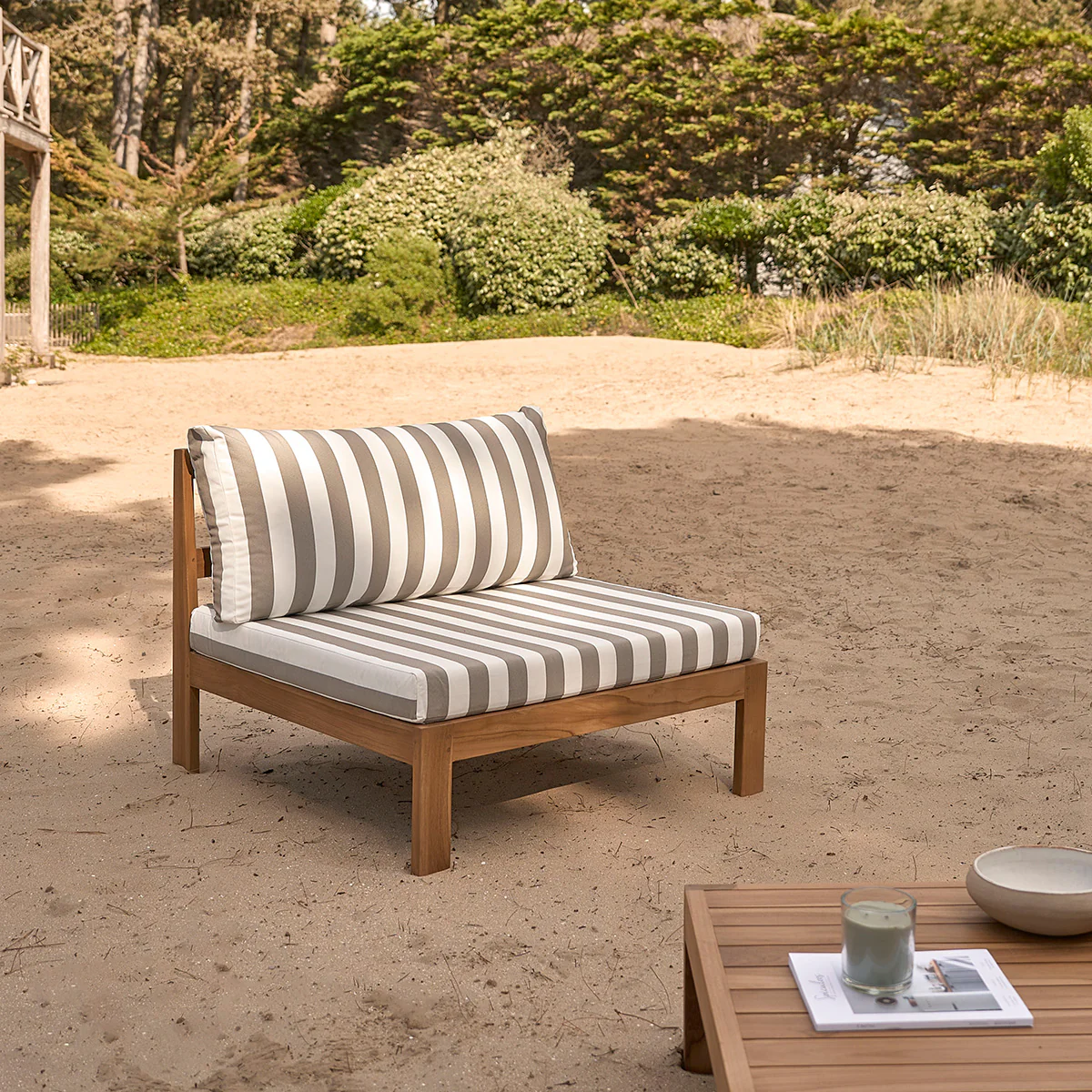 Set di mobili da giardino in teak massello a righe - Image 4