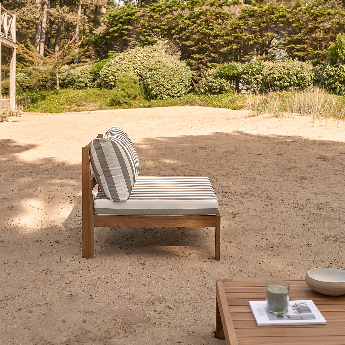 Set di mobili da giardino in teak massello a righe - Image 5